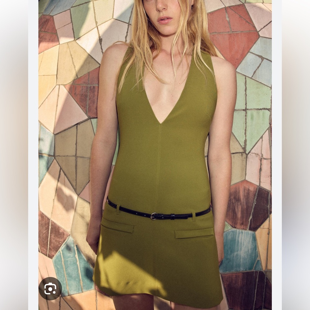 Zara NWT belted mini dress green 8629/777